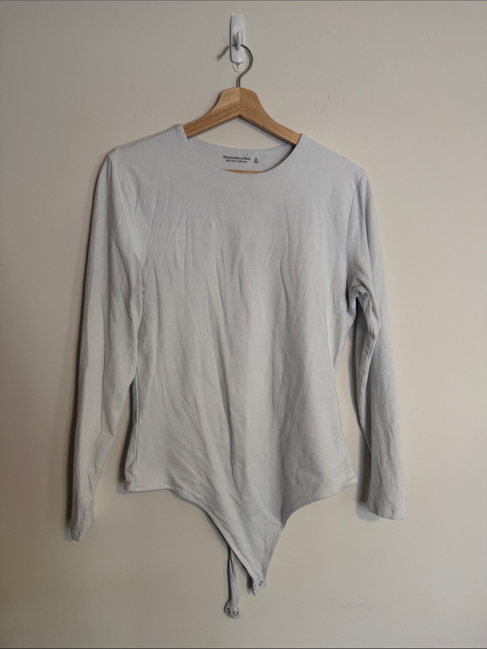 Abercrombie & Fitch White Crew Neck Long Sleeve Bodysuit